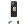 MARSİLYAN™- iPhone 12 Pro Max Kılıf İz Form Serisi - Siyah Joko Magic 5D Hayalet Cam + Shine Kamera Lens Koruma Cam - GI