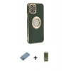MARSİLYAN™- iPhone 12 Pro Max Kılıf İz Form Serisi - Siyah Joko Magic 5D Hayalet Cam + Shine Kamera Lens Koruma Cam - GI