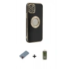 MARSİLYAN™- iPhone 12 Pro Max Kılıf İz Form Serisi - Siyah Joko Magic 5D Hayalet Cam + Metal Kamera Lens Koruma Cam - KI