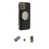 MARSİLYAN™- iPhone 12 Pro Max Kılıf İz Form Serisi - Siyah Joko Magic 5D Hayalet Cam + Metal Kamera Lens Koruma Cam - GD