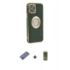 MARSİLYAN™- iPhone 12 Pro Max Kılıf İz Form Serisi - Siyah Joko Magic 5D Hayalet Cam + Metal Kamera Lens Koruma Cam - GD
