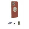 MARSİLYAN™- iPhone 12 Pro Max Kılıf İz Form Serisi - Siyah Joko Magic 5D Hayalet Cam + Pembe Renkli Kamera Lens Koruma Cam