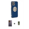 MARSİLYAN™- iPhone 12 Pro Max Kılıf İz Form Serisi - Siyah Joko Magic 5D Hayalet Cam + Neon Fosforlu Kamera Lens - SI