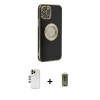 MARSİLYAN™- iPhone 12 Pro Max Kılıf İz Form Serisi - Siyah Joko Magic 5D Hayalet Cam + Shine Kamera Lens - GD