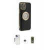 MARSİLYAN™- iPhone 12 Pro Max Kılıf İz Form Serisi - Siyah Joko Magic 5D Hayalet Cam + Shine Kamera Lens - LT