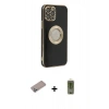MARSİLYAN™- iPhone 12 Pro Max Kılıf İz Form Serisi - Siyah Joko Magic 5D Hayalet Cam + Shine Kamera Lens Koruma Cam - SABE