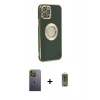 MARSİLYAN™- iPhone 12 Pro Max Kılıf İz Form Serisi - Siyah Joko Magic 5D Hayalet Cam + Neon Fosforlu Kamera Lens - YL