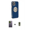 MARSİLYAN™- iPhone 12 Pro Max Kılıf İz Form Serisi - Siyah Joko Magic 5D Hayalet Cam + Neon Fosforlu Kamera Lens - YL