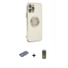 MARSİLYAN™- iPhone 12 Pro Max Kılıf İz Form Serisi - Siyah Joko Magic 5D Hayalet Cam + Renkli Kamera Lens Koruma Cam - YL