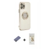 MARSİLYAN™- iPhone 12 Pro Max Kılıf İz Form Serisi - Siyah Mat Seramik Nano Ekran Koruyucu + Metal Kamera Lens Koruma Cam - GD