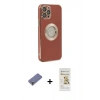 MARSİLYAN™- iPhone 12 Pro Max Kılıf İz Form Serisi - Siyah Mat Seramik Nano Ekran Koruyucu + Metal Kamera Lens Koruma Cam - GD