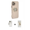 MARSİLYAN™- iPhone 12 Pro Max Kılıf İz Form Serisi - Siyah Mat Seramik Nano Ekran Koruyucu + Shine Kamera Lens - GD