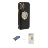MARSİLYAN™- iPhone 12 Pro Max Kılıf İz Form Serisi - Siyah Mat Seramik Nano Ekran Koruyucu + Shine Kamera Lens Koruma Cam - GD