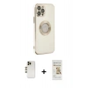 MARSİLYAN™- iPhone 12 Pro Max Kılıf İz Form Serisi - Siyah Mat Seramik Nano Ekran Koruyucu + Shine Kamera Lens - GD