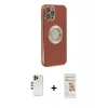 MARSİLYAN™- iPhone 12 Pro Max Kılıf İz Form Serisi - Siyah Mat Seramik Nano Ekran Koruyucu + Shine Kamera Lens - GD