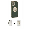 MARSİLYAN™- iPhone 12 Pro Max Kılıf İz Form Serisi - Siyah Mat Seramik Nano Ekran Koruyucu + Shine Kamera Lens - GD