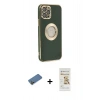 MARSİLYAN™- iPhone 12 Pro Max Kılıf İz Form Serisi - Siyah Mat Seramik Nano Ekran Koruyucu + Shine Kamera Lens Koruma Cam - GD