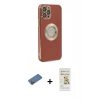 MARSİLYAN™- iPhone 12 Pro Max Kılıf İz Form Serisi - Siyah Mat Seramik Nano Ekran Koruyucu + Shine Kamera Lens Koruma Cam - GD