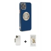 MARSİLYAN™- iPhone 12 Pro Max Kılıf İz Form Serisi - Siyah Mat Seramik Nano Ekran Koruyucu + Shine Kamera Lens - GD