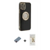 MARSİLYAN™- iPhone 12 Pro Max Kılıf İz Form Serisi - Siyah Mat Seramik Nano Ekran Koruyucu + Metal Kamera Lens Koruma Cam - KI