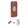 MARSİLYAN™- iPhone 12 Pro Max Kılıf İz Form Serisi - Siyah Mat Seramik Nano Ekran Koruyucu + Metal Kamera Lens Koruma Cam - KI