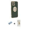 MARSİLYAN™- iPhone 12 Pro Max Kılıf İz Form Serisi - Siyah Mat Seramik Nano Ekran Koruyucu + Shine Kamera Lens Koruma Cam - MI