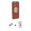 MARSİLYAN™- iPhone 12 Pro Max Kılıf İz Form Serisi - Siyah Mat Seramik Nano Ekran Koruyucu + Shine Kamera Lens Koruma Cam - MI