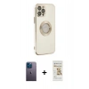 MARSİLYAN™- iPhone 12 Pro Max Kılıf İz Form Serisi - Siyah Mat Seramik Nano Ekran Koruyucu + Neon Fosforlu Kamera Lens - MI