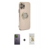 MARSİLYAN™- iPhone 12 Pro Max Kılıf İz Form Serisi - Siyah Mat Seramik Nano Ekran Koruyucu + Neon Fosforlu Kamera Lens - YL