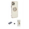 MARSİLYAN™- iPhone 12 Pro Max Kılıf İz Form Serisi - Siyah Mat Seramik Nano Ekran Koruyucu + Renkli Kamera Lens Koruma Cam - PE