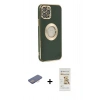 MARSİLYAN™- iPhone 12 Pro Max Kılıf İz Form Serisi - Siyah Mat Seramik Nano Ekran Koruyucu + Renkli Kamera Lens Koruma Cam - PE