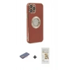 MARSİLYAN™- iPhone 12 Pro Max Kılıf İz Form Serisi - Siyah Mat Seramik Nano Ekran Koruyucu + Renkli Kamera Lens Koruma Cam - PE