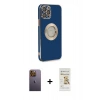 MARSİLYAN™- iPhone 12 Pro Max Kılıf İz Form Serisi - Siyah Mat Seramik Nano Ekran Koruyucu + Sarı Neon Fosforlu Kamera Lens