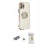 MARSİLYAN™- iPhone 12 Pro Max Kılıf İz Form Serisi - Siyah Mat Seramik Nano Ekran Koruyucu + Sarı Renkli Kamera Lens Koruma Cam