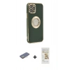 MARSİLYAN™- iPhone 12 Pro Max Kılıf İz Form Serisi - Siyah Mat Seramik Nano Ekran Koruyucu + Sarı Renkli Kamera Lens Koruma Cam