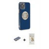 MARSİLYAN™- iPhone 12 Pro Max Kılıf İz Form Serisi - Siyah Mat Seramik Nano Ekran Koruyucu + Sarı Renkli Kamera Lens Koruma Cam