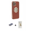MARSİLYAN™- iPhone 12 Pro Max Kılıf İz Form Serisi - Siyah Mat Seramik Nano Ekran Koruyucu + Sarı Renkli Kamera Lens Koruma Cam
