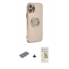MARSİLYAN™- iPhone 12 Pro Max Kılıf İz Form Serisi - Siyah Mat Seramik Nano Ekran Koruyucu + Sarı Renkli Kamera Lens Koruma Cam