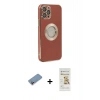 MARSİLYAN™- iPhone 12 Pro Max Kılıf İz Form Serisi - Siyah Mat Seramik Nano Ekran Koruyucu + Shine Kamera Lens Koruma Cam - PE