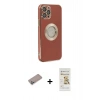 MARSİLYAN™- iPhone 12 Pro Max Kılıf İz Form Serisi - Siyah Mat Seramik Nano Ekran Koruyucu + Shine Kamera Lens Koruma Cam - SABE