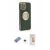 MARSİLYAN™- iPhone 12 Pro Max Kılıf İz Form Serisi - Siyah Mat Seramik Nano Ekran Koruyucu + Shine Kamera Lens Koruma Cam - PE