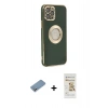 MARSİLYAN™- iPhone 12 Pro Max Kılıf İz Form Serisi - Siyah Mat Seramik Nano Ekran Koruyucu + Shine Kamera Lens Koruma Cam - GS