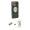MARSİLYAN™- iPhone 12 Pro Max Kılıf İz Form Serisi - Siyah Mat Seramik Nano Ekran Koruyucu + Shine Kamera Lens Koruma Cam - SABE