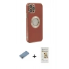 MARSİLYAN™- iPhone 12 Pro Max Kılıf İz Form Serisi - Siyah Mat Seramik Nano Ekran Koruyucu + Shine Kamera Lens Koruma Cam - GS