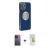 MARSİLYAN™- iPhone 12 Pro Max Kılıf İz Form Serisi - Siyah Mat Seramik Nano Ekran Koruyucu + Neon Fosforlu Kamera Lens - TU