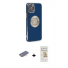 MARSİLYAN™- iPhone 12 Pro Max Kılıf İz Form Serisi - Siyah Mat Seramik Nano Ekran Koruyucu + Turuncu Renkli Kamera Lens Koruma Cam