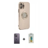 MARSİLYAN™- iPhone 12 Pro Max Kılıf İz Form Serisi - Siyah Polymer Nano Ekran Koruyucu + Neon Fosforlu Kamera Lens - BZ
