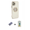 MARSİLYAN™- iPhone 12 Pro Max Kılıf İz Form Serisi - Siyah Polymer Nano Ekran Koruyucu + Metal Kamera Lens Koruma Cam - GD