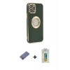 MARSİLYAN™- iPhone 12 Pro Max Kılıf İz Form Serisi - Siyah Polymer Nano Ekran Koruyucu + Metal Kamera Lens Koruma Cam - GD