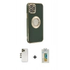 MARSİLYAN™- iPhone 12 Pro Max Kılıf İz Form Serisi - Siyah Polymer Nano Ekran Koruyucu + Shine Kamera Lens - GD